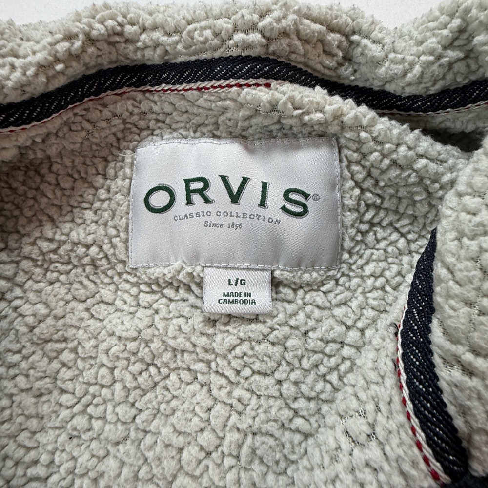 Orvis Quarter Zip Pullover Mens L Marled Knit Sherpa Lined Black White - Picture 3 of 8